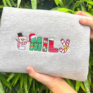 Christmas embroidered sweatshirt, Custom name Christmas embroidered shirts, Christmas gifts, Christmas crew shirt