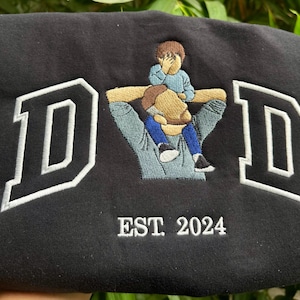 Embroidered dad shirt, Custom embroidered father tshirt, custom father embroidered tshirt, Custom embroidered photo, Sweatshirt-Hoodie shirt
