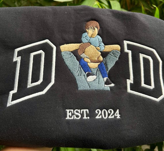 Embroidered dad shirt, Custom embroidered father tshirt, custom father embroidered tshirt, Custom embroidered photo, Sweatshirt-Hoodie shirt