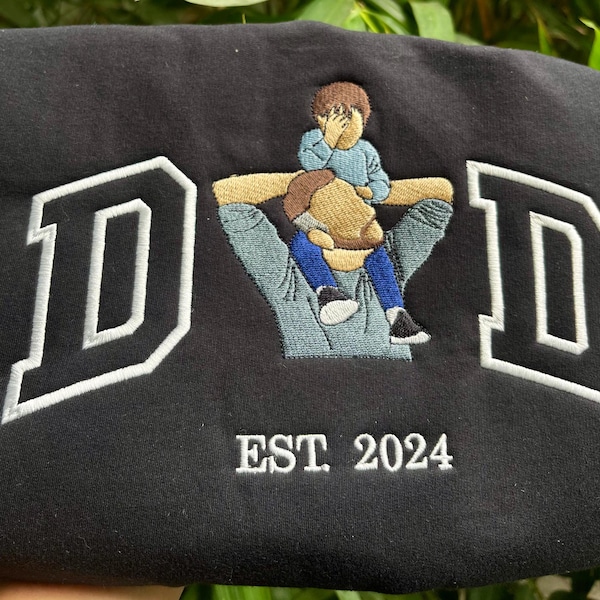 Embroidered dad shirt, Custom embroidered father tshirt, custom father embroidered tshirt, Custom embroidered photo, Sweatshirt-Hoodie shirt