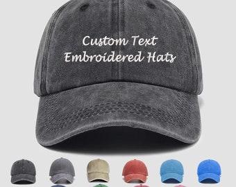 Chapeau brodé personnalisé, chapeau lavé-vintage, casquette de papa personnalisée, chapeau avec logo brodé, votre propre monogramme de texte
