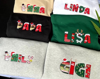 Christmas embroidered sweatshirt, Custom name Christmas embroidered Shirts, Christmas Gifts, Christmas Crew Shirt, Christmas Tees