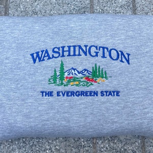 Washington Mount Rainier Embroidered Sweatshirt Vintage National Park Crewneck Washington Gift Seattle Sweatshirt The Evergreen State