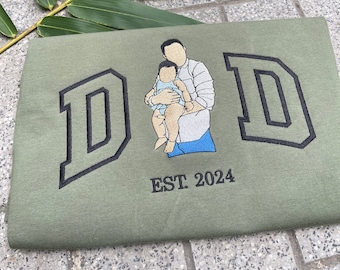 Embroidered dad shirt, Custom embroidered father shirt, custom father embroidered shirt, Custom embroidered photo, Sweatshirt-Hoodie shirt