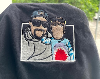 Embroidered tshirt, Custom embroidered photo shirt, custom father embroidered tshirt, Custom embroidered photo