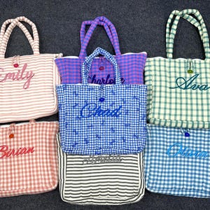 Custom Name Laptop Sleeve, Personalized Quilted Laptop Case, Cute Gingham Computer Bag, Embroidered Laptop Cover, Women Laptop Bag