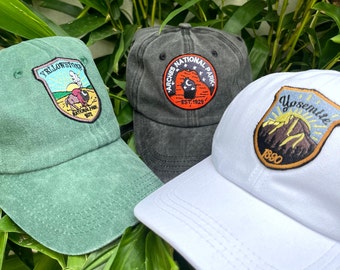 Custom National Parks Embroidered Hats,Park Gifts,Camping Gift,Nature Lover,Mountain,Hiking Hat,Park Hat,Outdoor Adventure Hat