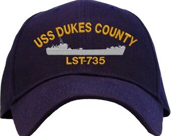 Cappelli ricamati USS Dukes County LST735 per uomo donna, berretti da baseball regolabili in cotone lavato ricamato vintage