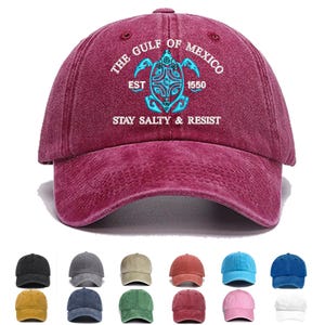 Gulf of Mexico Stay Salty Resistance Embroidered Hat, Subtle Political Hat, resist cap, not my president, gift for democrat