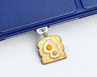 Toast & Eggs Dust Plug Charm- USB-C, Micro USB, Lightning Port Cover for Kindle, iPad, Tablet, or Phone