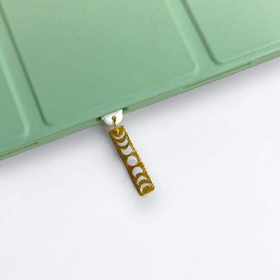 Moon Phase Dust Plug Charm: Geometric Celestial Accessory