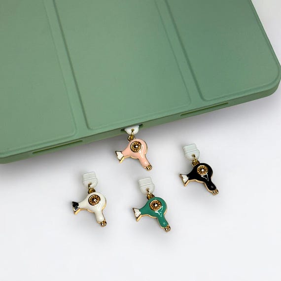 Mini Hair Dryer Dust Plug: Salon Style Phone Charm