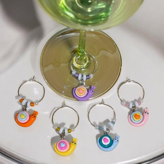 Colorful Snail Wine Charms: Fun Drink Markers Set