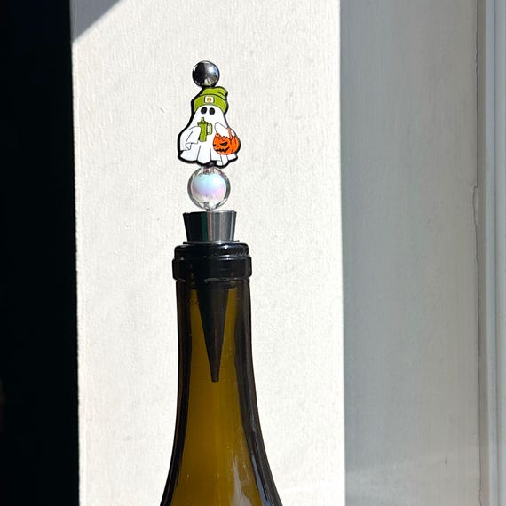 Ghost Wine Stopper: Beanie, Pumpkin, Halloween Barware