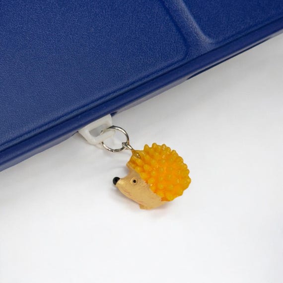 Hedgehog Dust Plug Charm – Cute Orange Spiky Phone Charm for Kindle, Tablet, or Switch