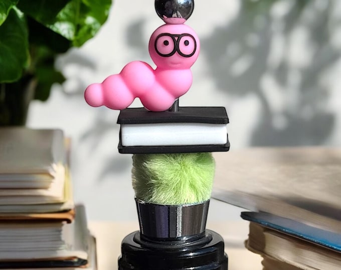 Featured listing image: Bookworm Wine Stopper – Fun and Quirky Wine Accessory