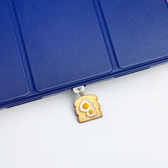 Toast & Eggs Dust Plug Charm – Cute Breakfast-Inspired Accessory for USB-C, Lightning, and Micro-USB Ports