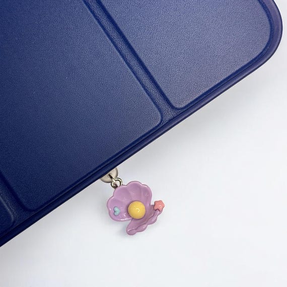 Purple Oyster Pearl Dust Plug Charm: Elegant Device Accessory