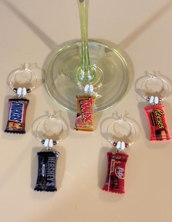 Candy Bar Wine Charms Set - Fun & Sweet Drink Markers for Chocolate Lovers