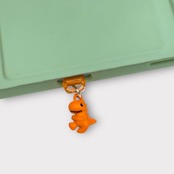 Cute Dinosaur Dust Plug Charm - USB-C, Micro USB, Lightning Port Cover for Kindle, iPad, Tablet, or Phone