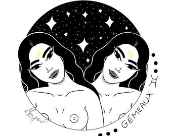 Illustration astrological sign Gemini