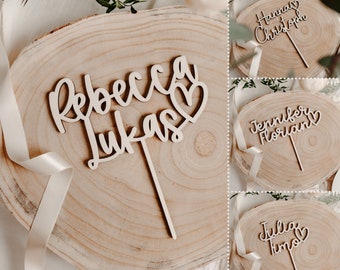 Cake Topper Hochzeit | Cake Topper Name | Namen | Holz | Personalisiert | verschiedene Schriftarten