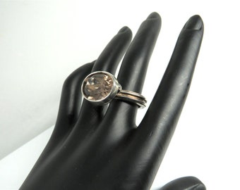 Unique 925 silver ring with gray stone RG 53