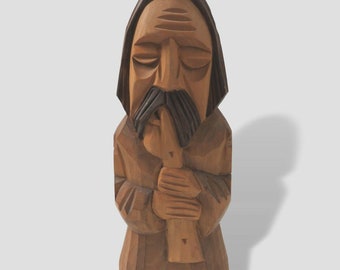Sculpture en bois fait main Musicien 30 cm