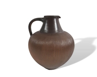 jarrón de cerámica vintage firmado - jarra - decoración ranurada - años 60