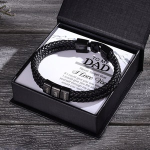 Custom Engraved 1-8 Names in Black Beads Black Braid Leather Bracelets Personalized Gifts ID Name Bangle Bracelet for Men Husband Father