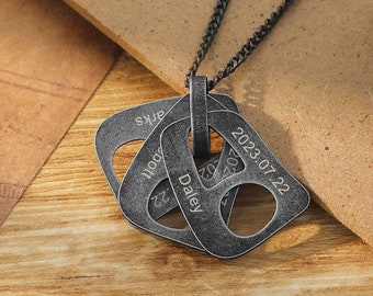 Collier homme gravé enfants nom/Date collier personnalisé Couple colliers gars petit ami cadeau personnalisé fête des pères cadeau