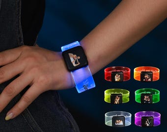 Personalized LED Glow Bracelets with Photo, Light Up Bracelet Concert Supply, Bracelets for Night Events, Wedding Birthdays Party Gift