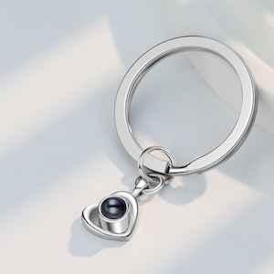 Porte-clés avec projection de coeur, image personnalisée à l'intérieur du porte-clés, bijoux coeur d'amour, photo commémorative d'animal de compagnie, cadeau pour elle/meilleure amie