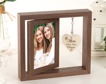 Mother's Day Personalised Wooden Photo Frame Family Picture Frame for Mom Gift for Grandma Rotatable Standing Photo Frame Holder