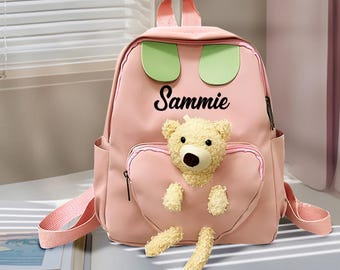Personalized Kids Backpack With Name, Teddy Bear Backpack for Girls Boys, Toddler Baby Backpack, School Bag, Kids Backpack Birthday Gift
