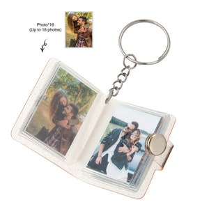 Custom 20pcs Mini Photo Album Keychain, Personalized Memories Picture Book Keyring, Anniversary Couple Gifts Birthday Gift for Friend Her