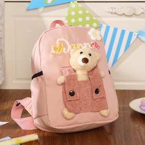 Personalized Kids Backpack With Name, Teddy Bear Backpack, Preschool Backpack, Lunch Bag,School Bag for Toddler, Birthday Gift for Girls