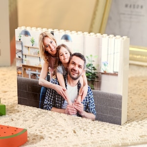 Personalized Customized 2 Photos Rectangle Building Block Puzzle Picture Block Christmas Gifts for Couples,for Family (3 Size selection)