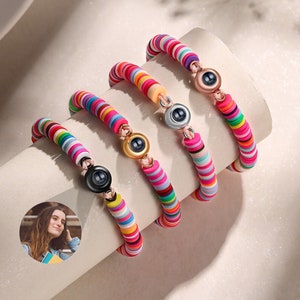 Pulsera con foto de proyección personalizada, pulsera arcoíris colorida, pulsera conmemorativa, regalo de regreso a clases, regalo para amiga/hija/ella