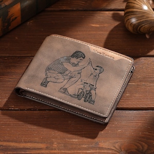 Personalized Custom Photo Wallet for Dad,Bifold PU Leather Engraved Family Picture Wallet For Men,Husband,Fathers Day Gift image 2