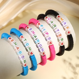 Juego de 2 pulseras de amistad a juego para madre e hija, pulsera con cuentas con nombre personalizado, regalo para mamá y yo para el regreso a la escuela de la hija