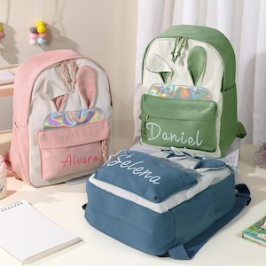 Cartable lapin, sac à dos pour enfants, sac maternelle avec prénom personnalisé pour tout-petit, cadeau de rentrée, sac de voyage, cadeau d'anniversaire pour enfant
