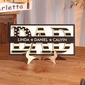 Regalos del Día del Padre Signo de papá, Nombre personalizado de los niños Signo de madera, Nombres de los niños Placa de madera, Los mejores regalos de papá de los niños