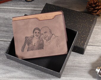 Personalized Custom Photo Wallet for Dad,Bifold PU Leather Engraved Family Picture Wallet For Men,Husband,Fathers Day Gift