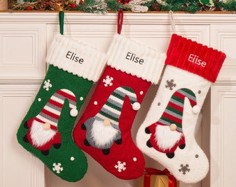 Christmas Stockings Personalized Name Knitted Stocking Embroidered for Home Decorations Holiday Stocking Christmas Gifts for Family