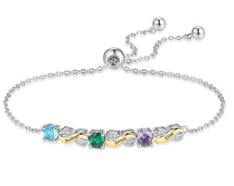 Bracelet Infinity Forever personnalisé pour maman personnalisé 2-5 noms et pierre de naissance bijoux de famille pour femmes mère fille cadeaux pour la fête des mères