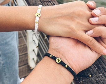 Couples Bracelets Set Personalized Custom Initial Name Bracelet Lover Relationship Bracelets Christmas Gifts for Him, Best Friends Gift