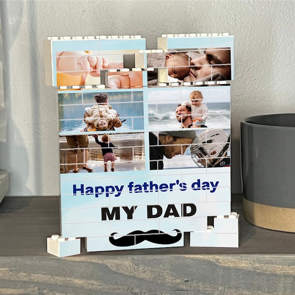 Personalised Photo Block Puzzle Building Custom First Father's Day Gift Picture Brick Brick Puzzles Birthday Gift For Dad Grandpa