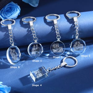 Personalized 2D Crystal Keychain Heart, Crystal Keychain with Custom Photo, Laser Etched Engraved Photo, Photo Keepsake, Pet Memorial Gift