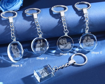 Personalized 2D Crystal Keychain Heart, Crystal Keychain with Custom Photo, Laser Etched Engraved Photo, Photo Keepsake, Pet Memorial Gift